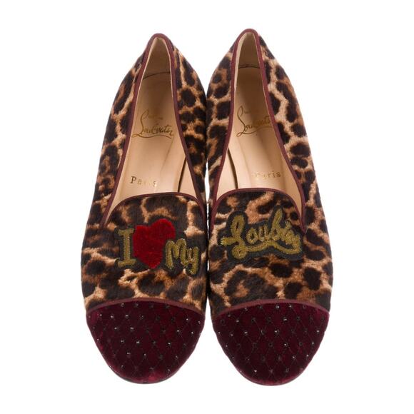 ❤️Christian Louboutin Ponyhair Leopard Loafers❤️